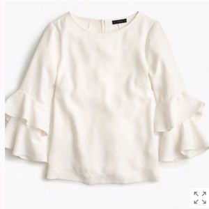 J. Crew Tiered Bell Sleeve Top in Drapery Crepe